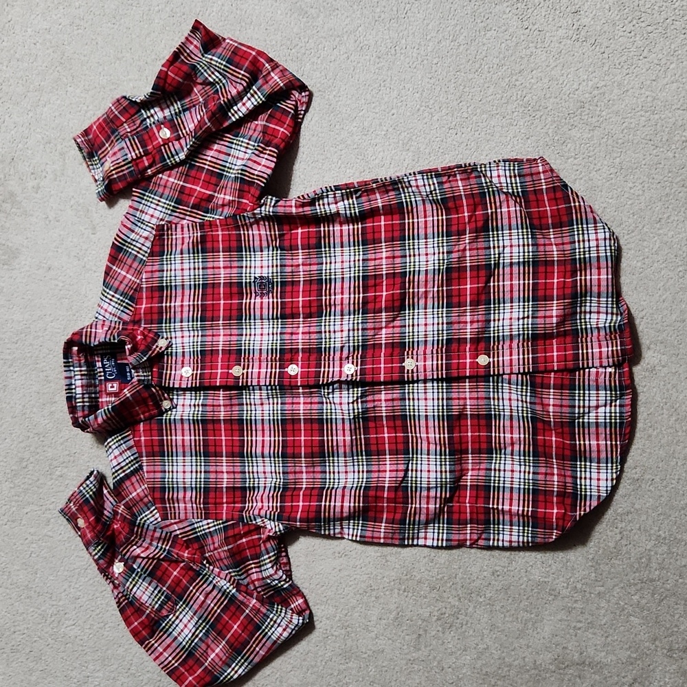 Chaps Boys Long Sleeve Button Down Red Plaid Shirt - S(8-10)